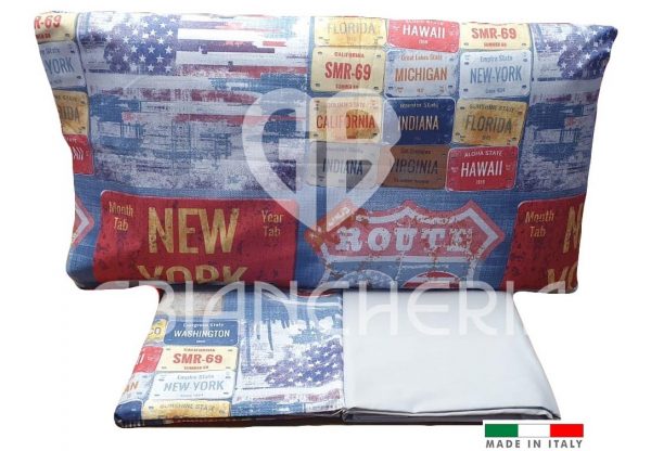 COMPLETO LETTO ROUTE BLU IN COTONE