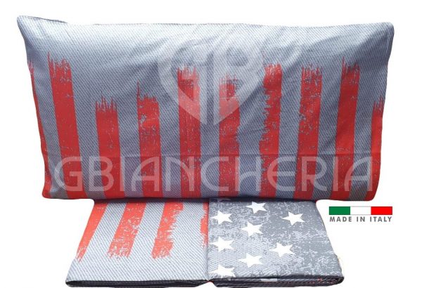 COMPLETO LETTO U.S.A. GRIGIO IN COTONE