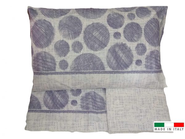 COMPLETO LETTO BOLLE BLU IN COTONE