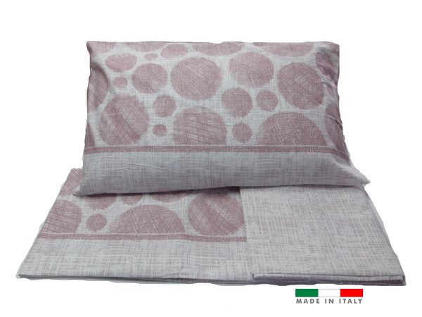 COMPLETO LETTO BOLLE ROSA IN COTONE
