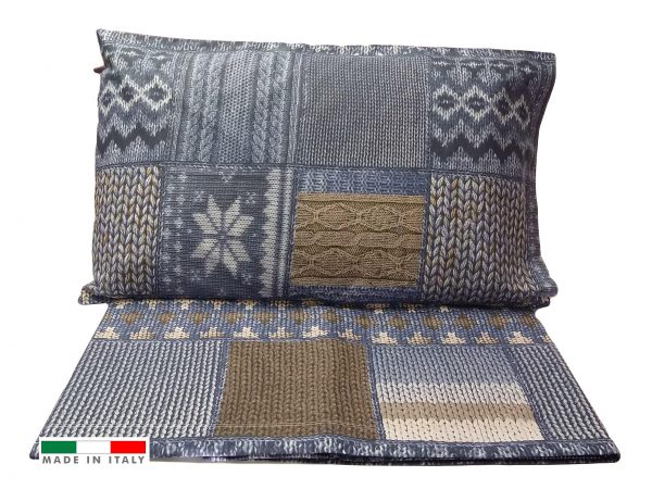 COMPLETO LETTO PATCH BLU IN COTONE