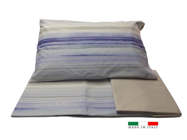 COMPLETO LETTO RIGA BLU IN COTONE