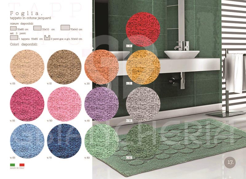 Set 3 Pezzi Tappeto Tappetino Bagno Assorbente Decorazione Foglia Vari  Colori 