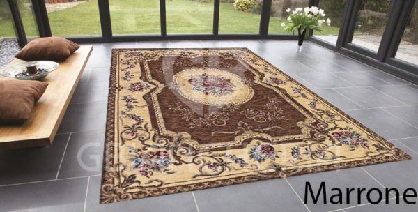 TAPPETO MEDAGLIONE MARRONE ANTISCIVOLO