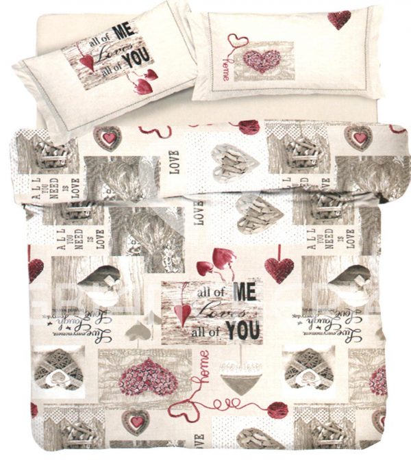 COPRIPIUMINO SHABBY CUORE ROSSO