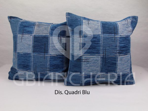 CUSCINI QUADRI BLU CINIGLIATO CM 40x40