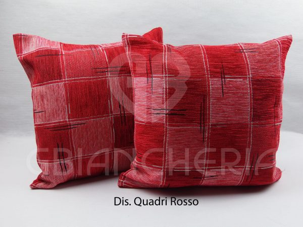 FODERE CUSCINI CINIGLIATE A QUADRI ROSSI