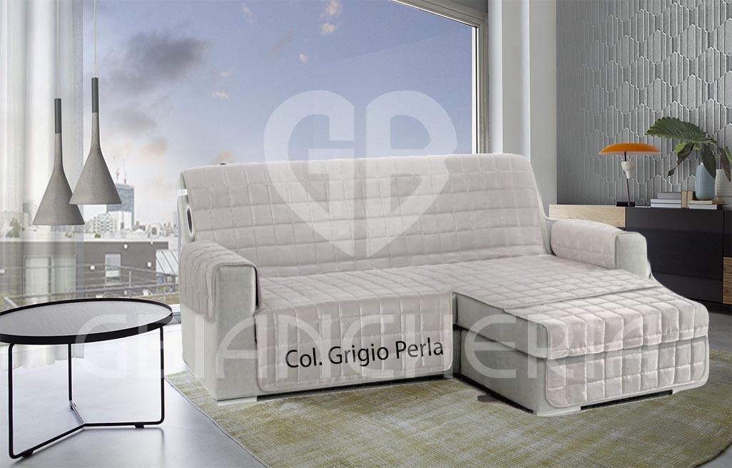 COPRIDIVANO GRIGIO PERLA CON PENISOLA – GBiancheria