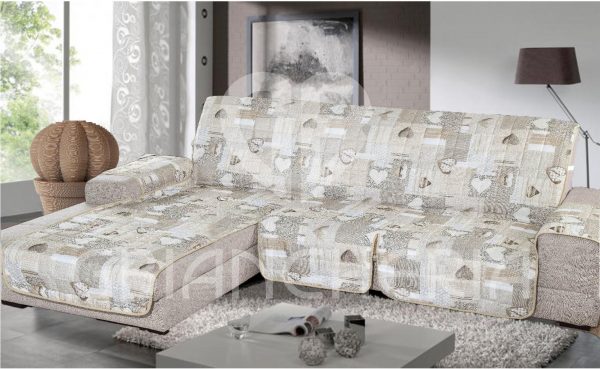 COPRIDIVANO SHABBY CON PENISOLA BEIGE