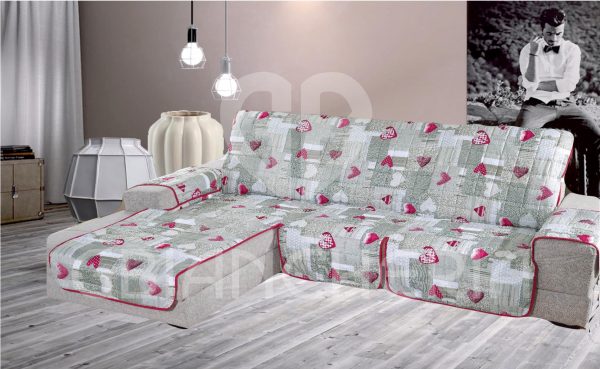 COPRIDIVANO SHABBY CON PENISOLA BORDEAUX