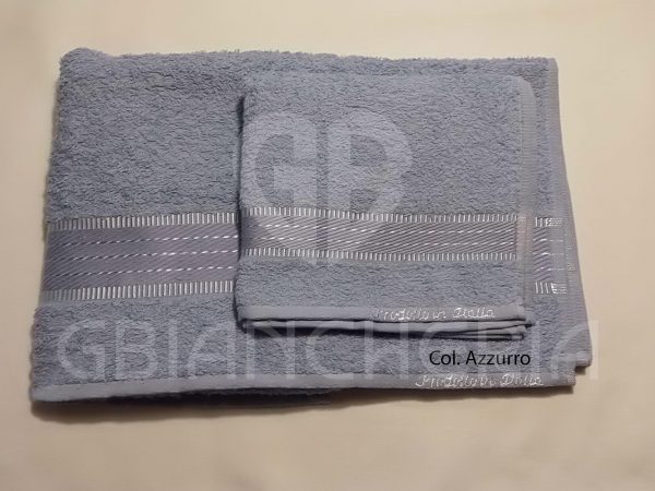 SALVIETTE BAGNO TINTA UNITA AZZURRE