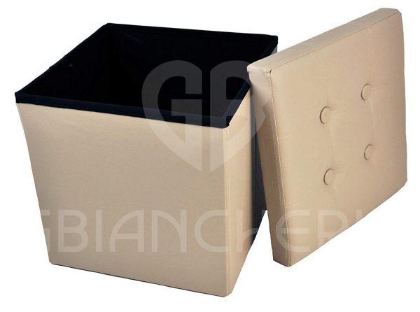 POUF CONTENITORE ECOPELLE BEIGE