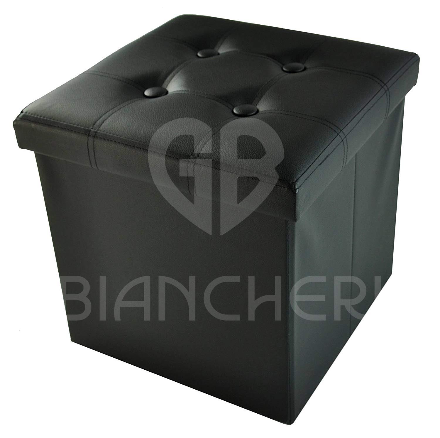 POUF CONTENITORE ECOPELLE NERO – GBiancheria