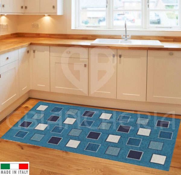 TAPPETO SQUARE JEANS CON ANTISCIVOLO