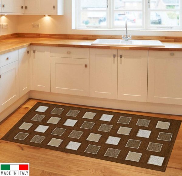 TAPPETO SQUARE MARRONE CON ANTISCIVOLO