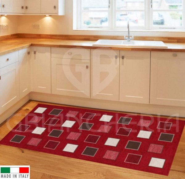 TAPPETO SQUARE ROSSO CON ANTISCIVOLO
