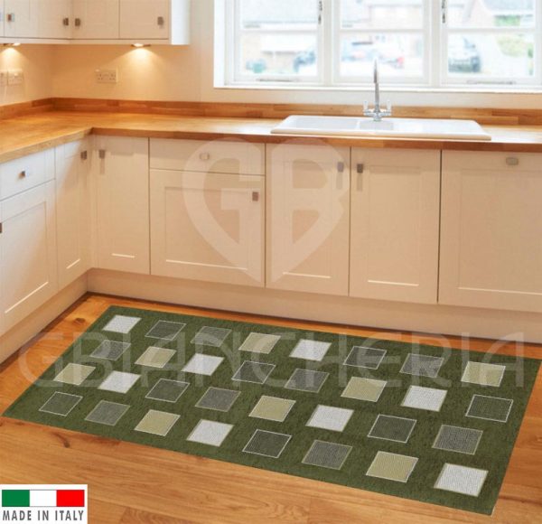 TAPPETO SQUARE VERDE CON ANTISCIVOLO