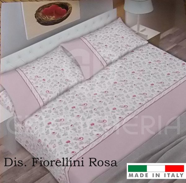 COMPLETO LETTO FIORELLINI ROSA FLANELLA
