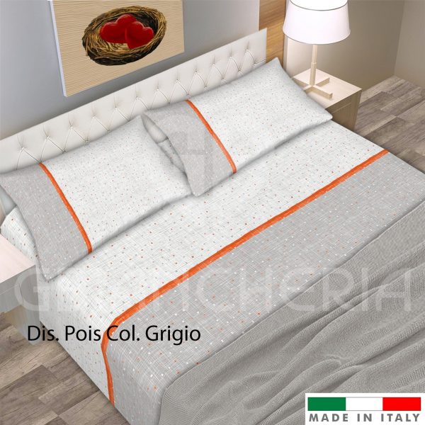 COMPLETO LETTO POIS GRIGIO FLANELLA