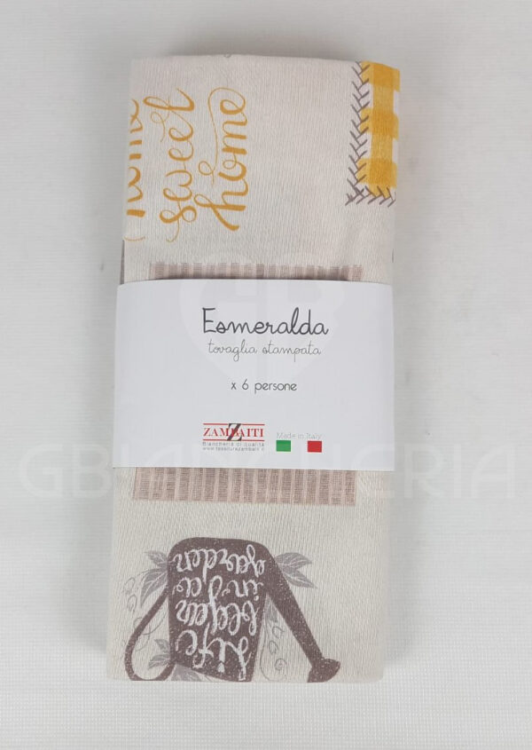 TOVAGLIA STAMPATA SHABBY OCRA IN COTONE