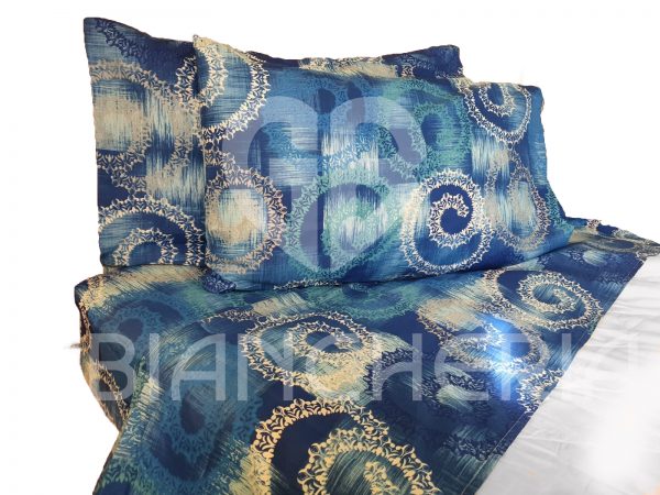 COMPLETO LETTO CERCHI BLU MICROFIBRA
