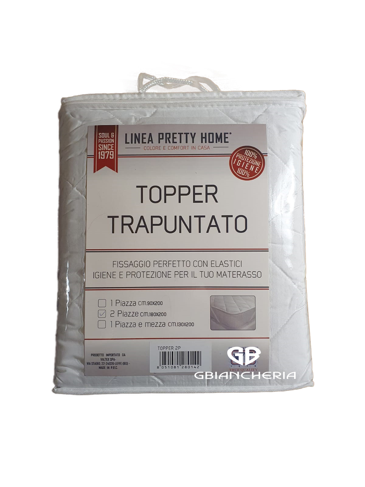 Topper trapuntato con Elastici, ANTIACARO, Singolo 80x195cm