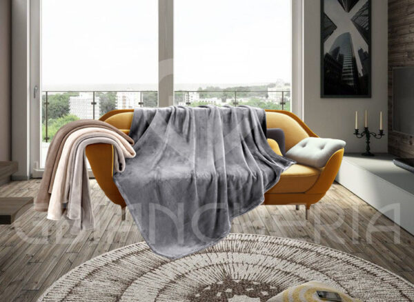 PLAID MORBIDOSO CORAL MICROFIBRA TINTA UNITA BEIGE