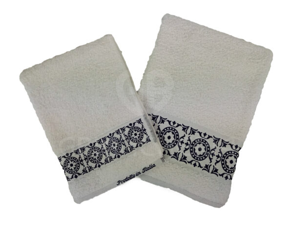 SALVIETTE BAGNO CERCHIO BIANCO BLU