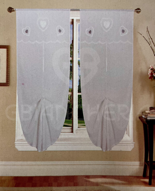 COPPIA TENDE ESTER RICAMO BIANCO GRIGIO