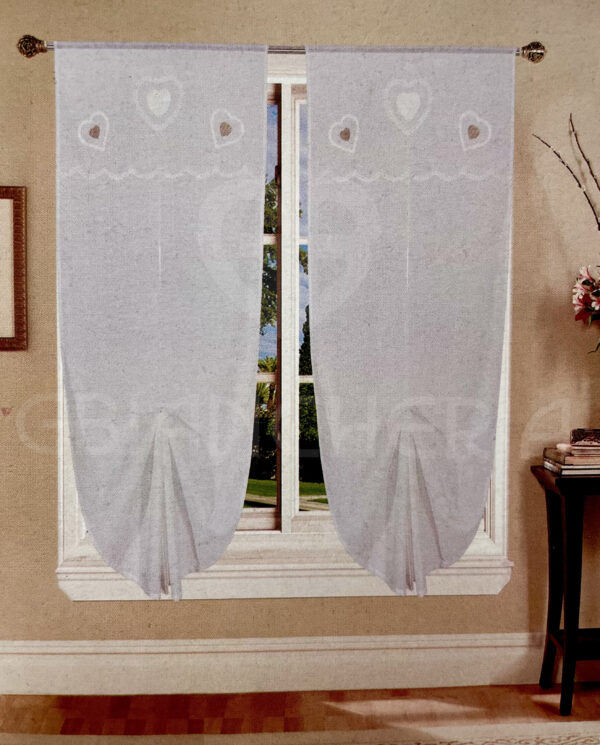 COPPIA TENDE ESTER RICAMO BIANCO BEIGE