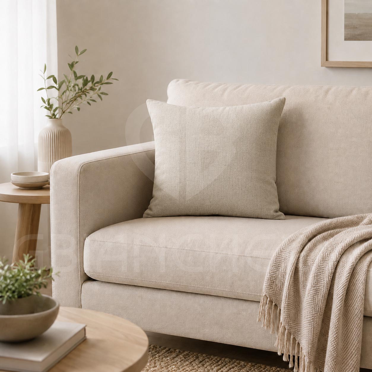 CUSCINO EFFETTO CANAPA BEIGE 50X50 - immagine 2