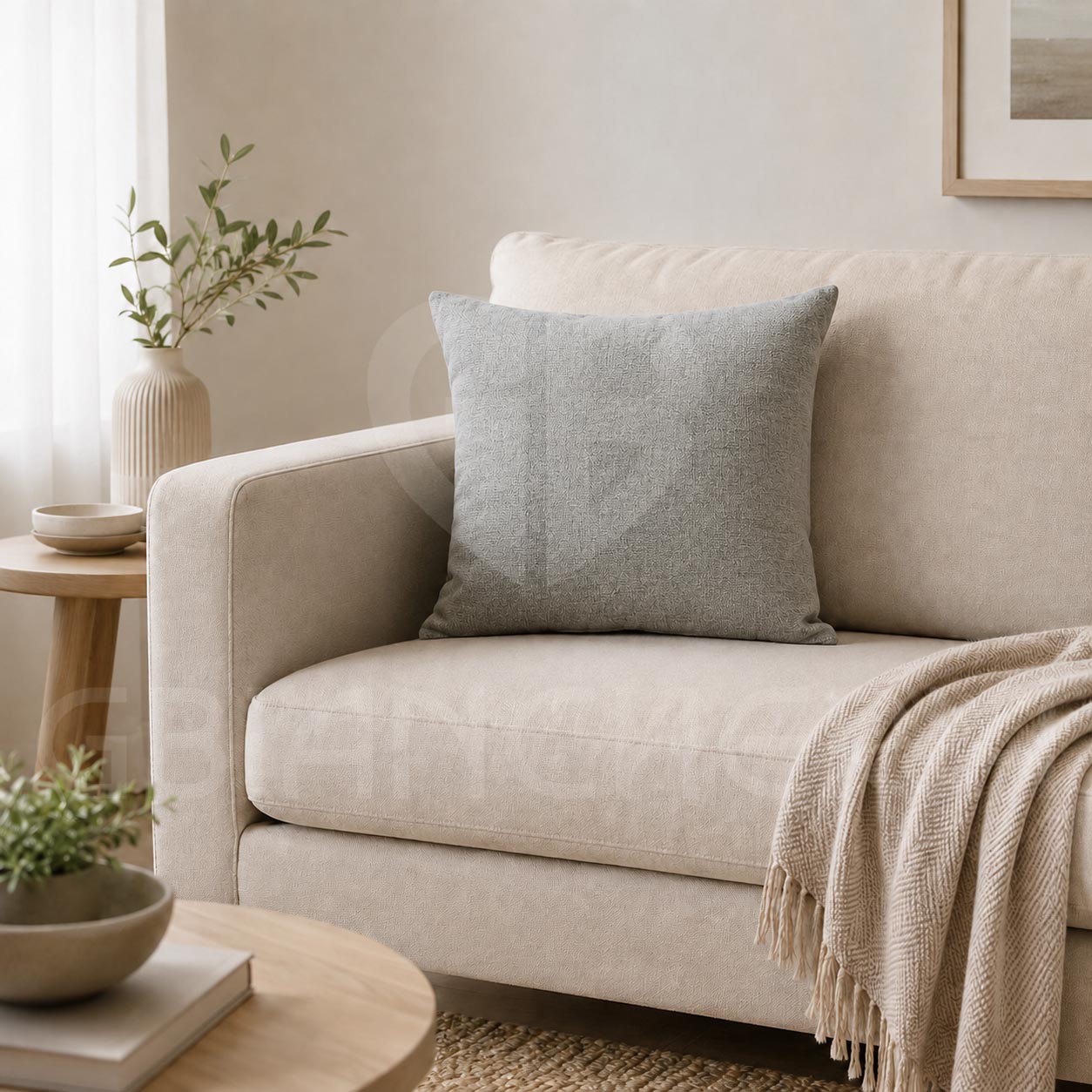 CUSCINO EFFETTO CANAPA GRIGIO 50X50 - immagine 2