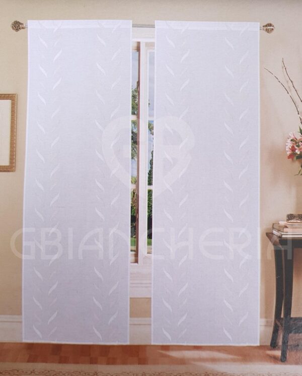 COPPIA TENDE IRMA RICAMATA CON FOGLIE BIANCO BEIGE