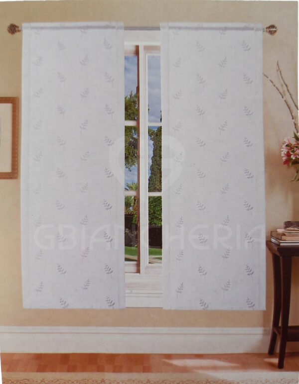 COPPIA TENDE ASTRID RICAMATA CON FOGLIE BIANCO