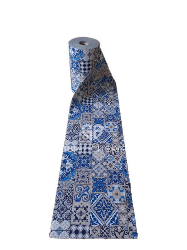 TAPPETO GOMMATO MAIOLICA AZZURRO