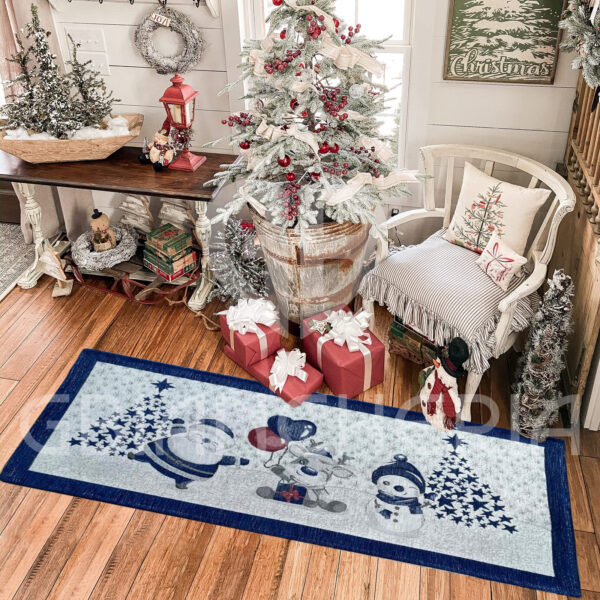 TAPPETO NATALIZIO BABBO NATALE ANTISCIVOLO BLU