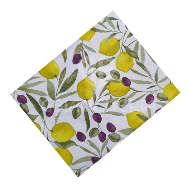 TOVAGLIA STAMPATA LIMONI E OLIVE