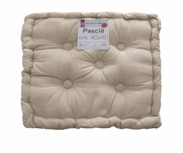CUSCINO ARREDO MATTONELLA 40×40 BEIGE TRAPUNTATO CON BOTTONI FOUTON