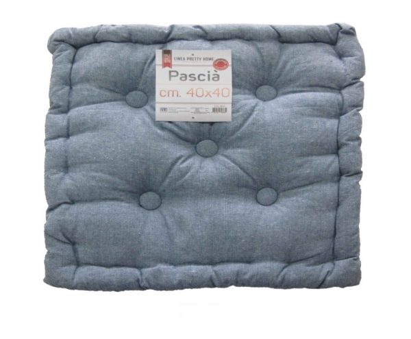 CUSCINO ARREDO MATTONELLA 40×40 BLU TRAPUNTATO CON BOTTONI FOUTON