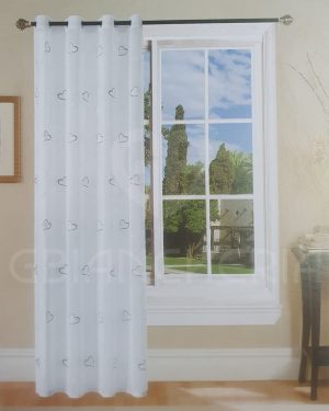TENDAGGIO TENDA CUORE RICAMATO GRIGIO