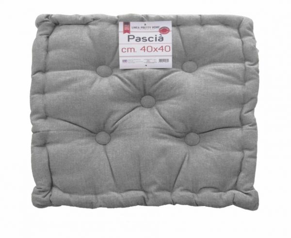 CUSCINO ARREDO MATTONELLA 40×40 GRIGIO TRAPUNTATO CON BOTTONI FOUTON
