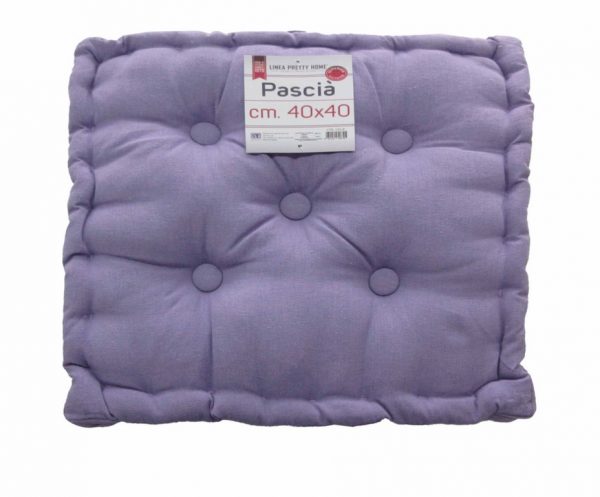 CUSCINO ARREDO MATTONELLA 40x40 LILLA TRAPUNTATO CON BOTTONI FOUTON