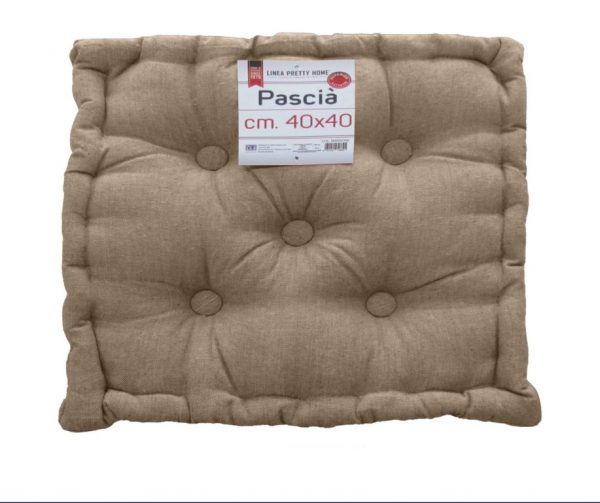 CUSCINO ARREDO MATTONELLA 40x40 MARRONE TRAPUNTATO CON BOTTONI FOUTON