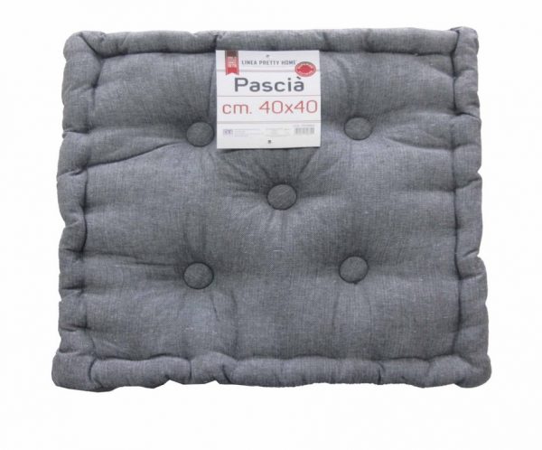 CUSCINO ARREDO MATTONELLA 40x40 PIOMBO TRAPUNTATO CON BOTTONI FOUTON