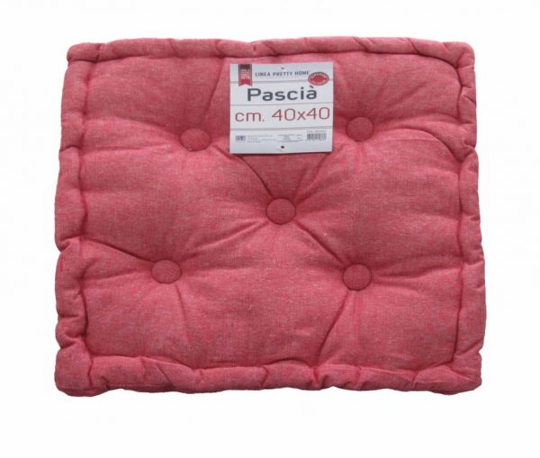 CUSCINO ARREDO MATTONELLA 40x40 ROSSO TRAPUNTATO CON BOTTONI FOUTON