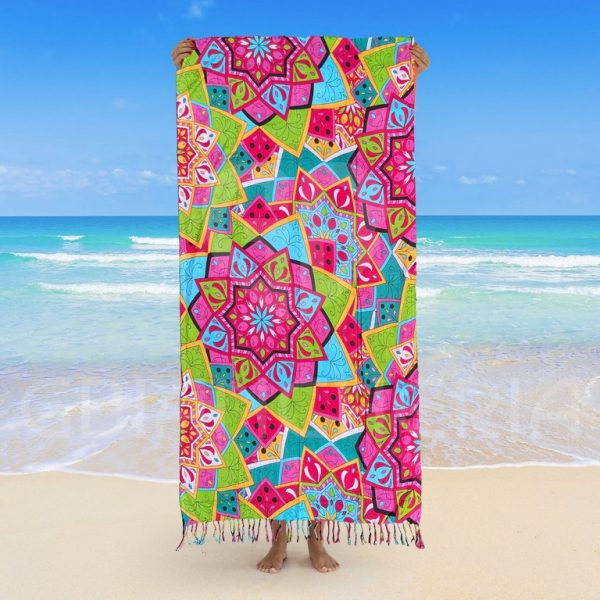 TELO MARE PAREO STAMPATO MANDALA FUXIA