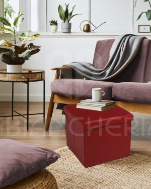 POUF CONTENITORE QUADRATO IMBOTTITO BORDEAUX