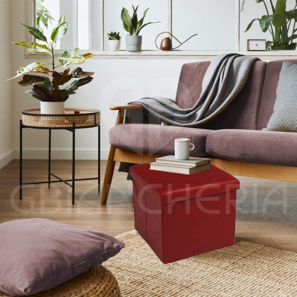 POUF CONTENITORE QUADRATO IMBOTTITO BORDEAUX