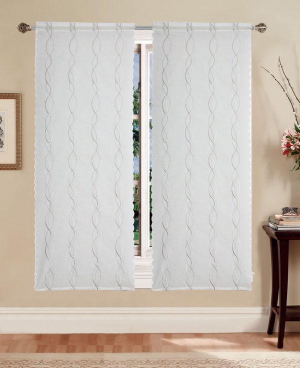 TENDE RICAMATE BETTY BIANCO/GRIGIO COPPIA PANNELLI 60X150/60X240 SEMITRASPARENTE