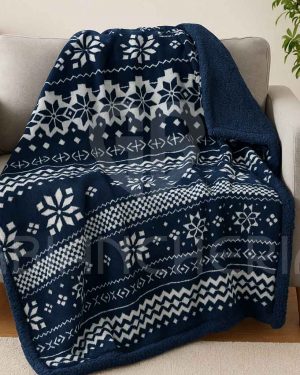 COPERTA PLAID SHERPA DOUBLE FACE LAPPONIA BLU